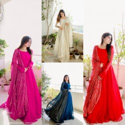 Long anarkali designed gown with designer dupatta